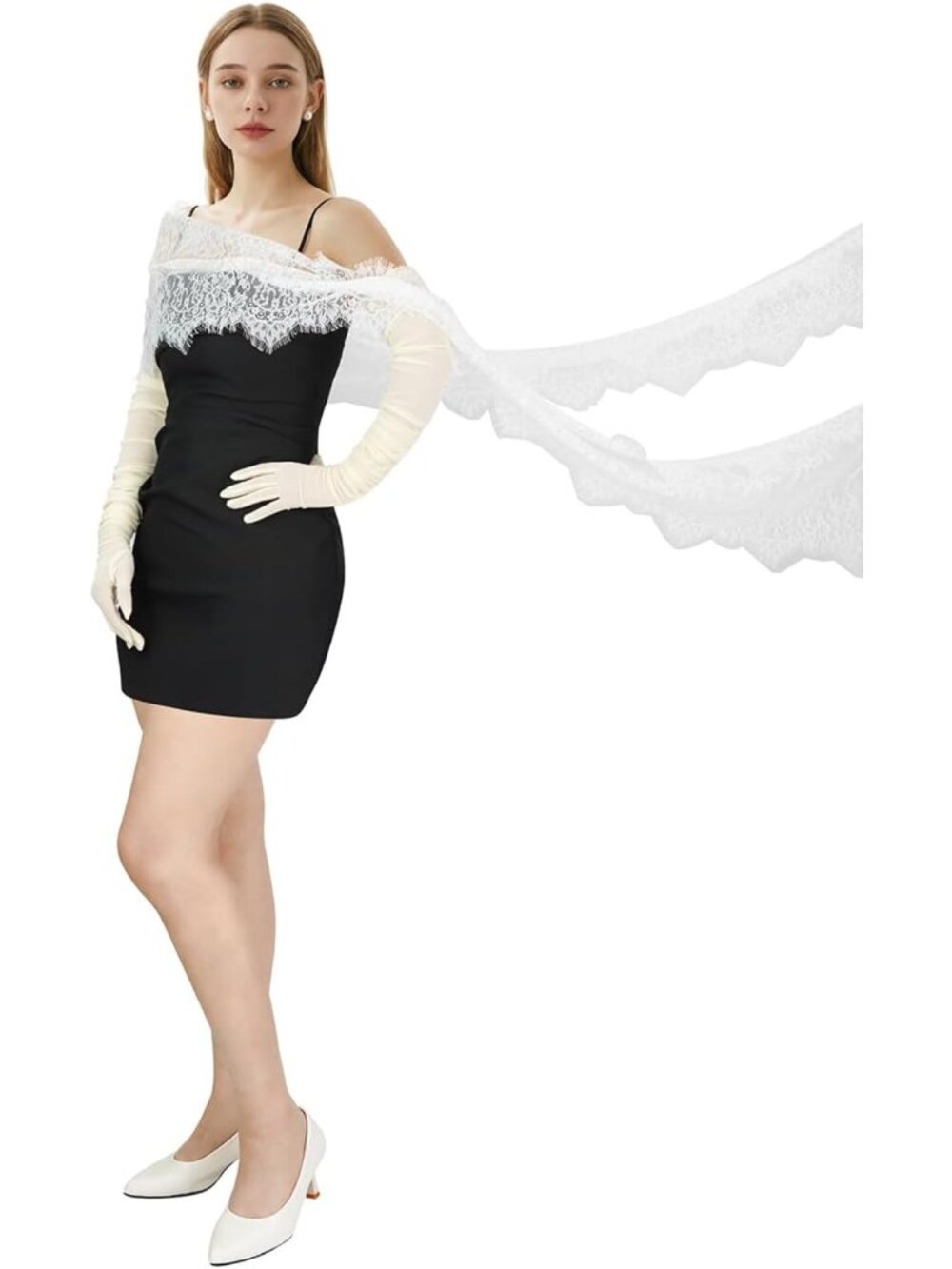Elegant Long Lace Scarf for Bride - 118 Inch Tassel Wedding Accessory